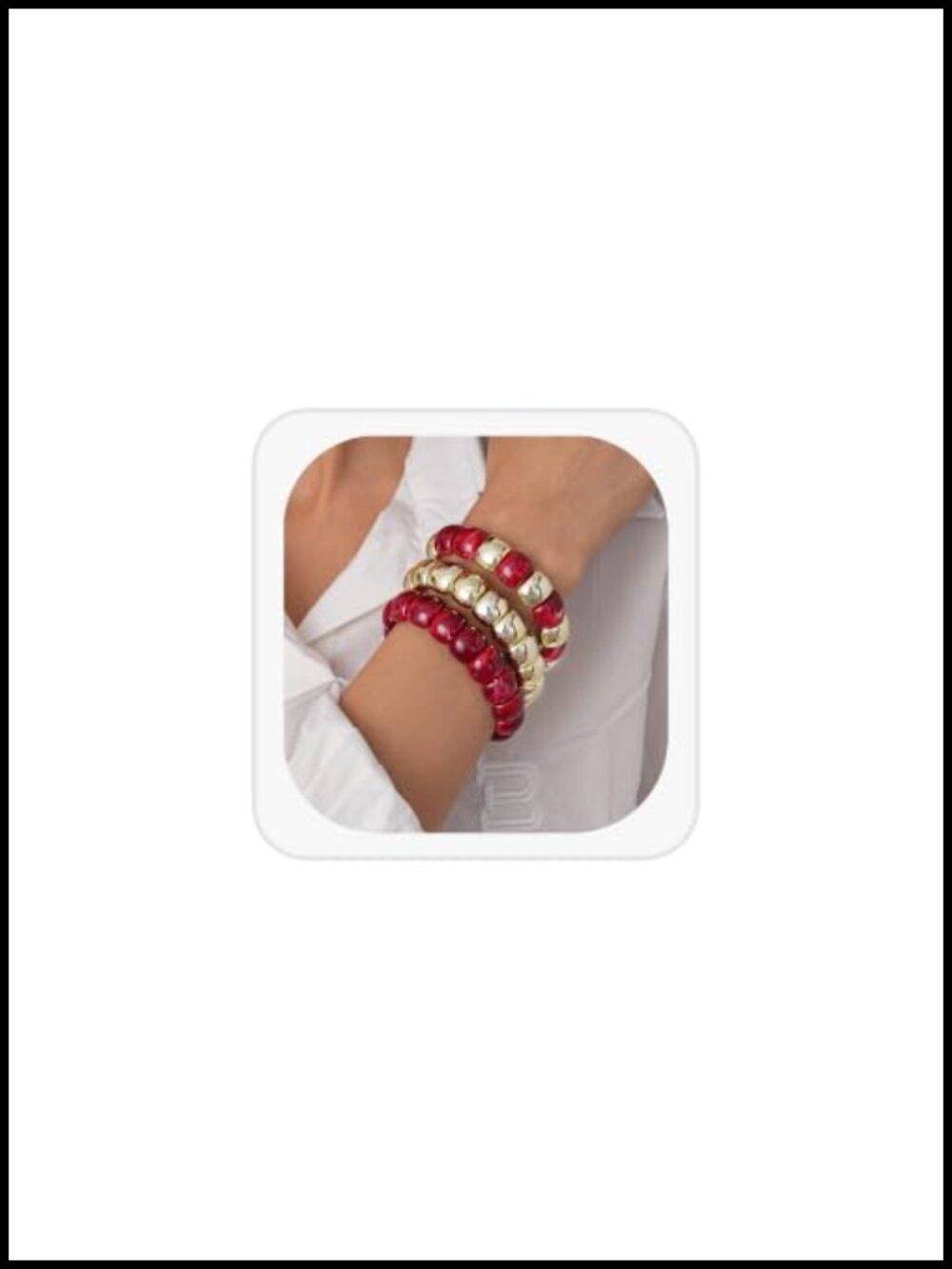Chunky Acrylic Beaded Bracelets for Women, Stackable Stretch Bracelet Set